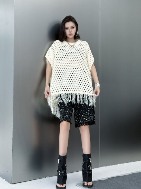 Fringe Knit Oversize Top